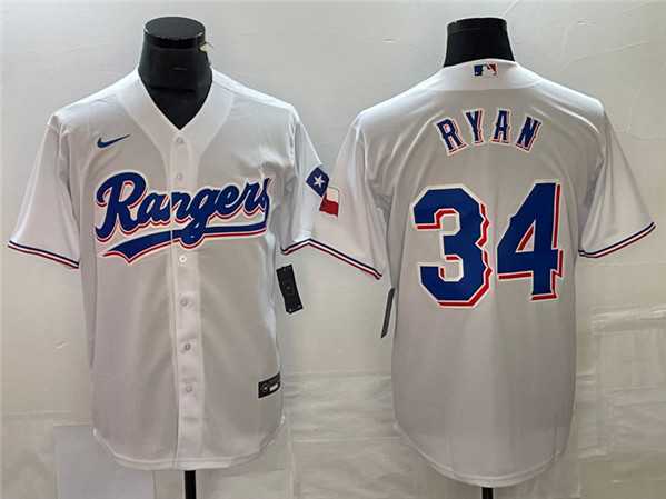 Mens Texas Rangers #34 Nolan Ryan White Cool Base Stitched Baseball Jersey